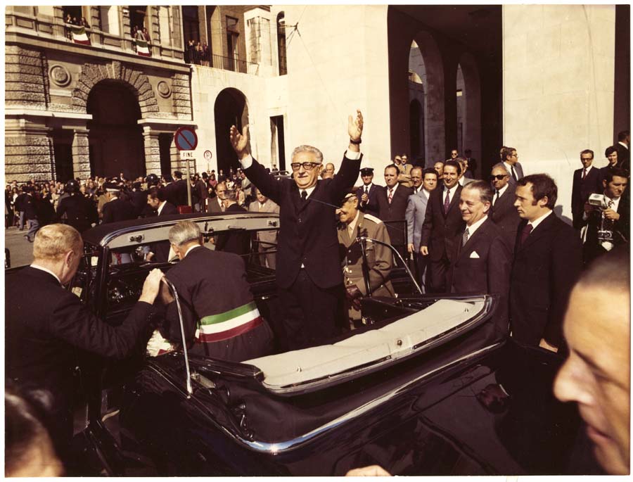 Il Presidente della Repubblica Giovanni Leone il 5 ottobre 1972 a Trieste per l’inaugurazione della nuova sede del Consiglio regionale.