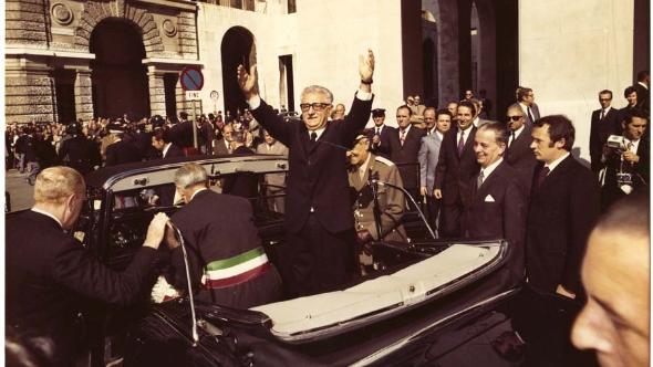 Il Presidente della Repubblica Giovanni Leone il 5 ottobre 1972 a Trieste per l’inaugurazione della nuova sede del Consiglio regionale.