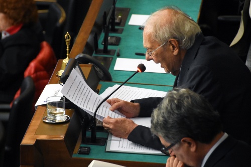 Aula consiliare - Il Presidente dell'Assemblea Ettore Romoli